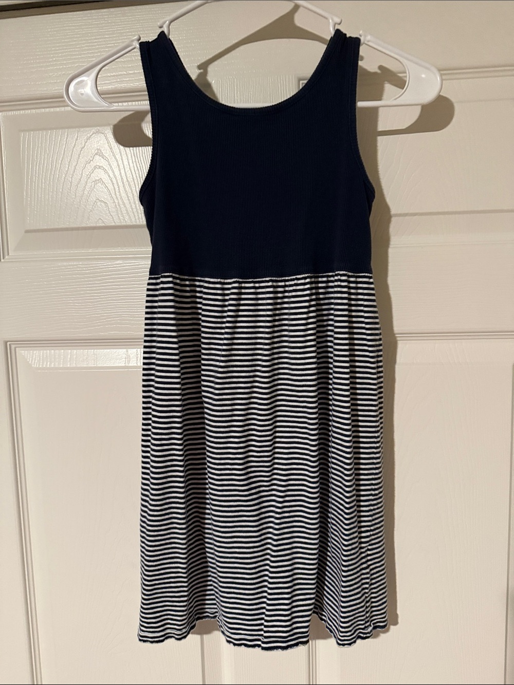 Lands' End Navy Tank Dress with White Striped Skirt